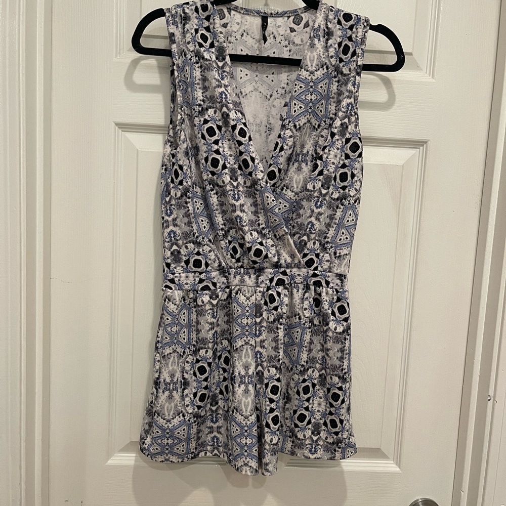 B JEWEL Blue and White Romper - Size S